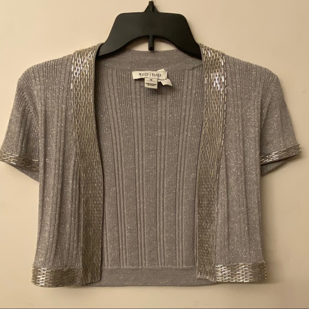 Silver embellished women’s cardigan, size Medium
